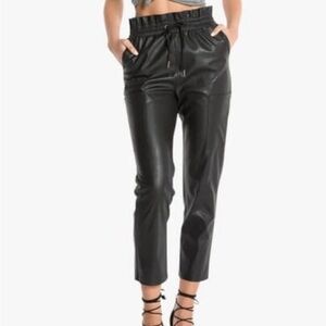 n:PHILANTHROPY Morena Faux Leather Pants Paper Bag Waist Black Ankle NEW XS